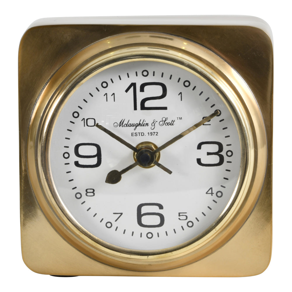 Libra Luxurious Glamour Collection - Thompson Solid Aluminium Gold Square Carriage Mantel Clock