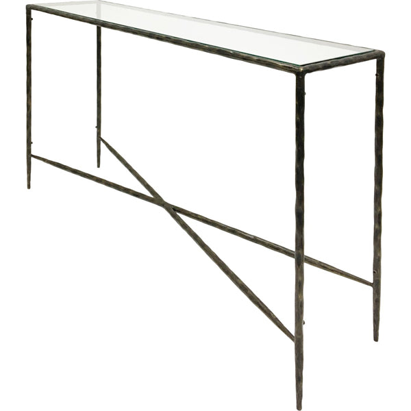 Libra Calm Neutral Collection - Patterdale Glass Top Console Table Dark Bronze