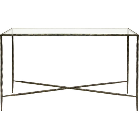 Libra Calm Neutral Collection - Patterdale Glass Top Console Table Dark Bronze