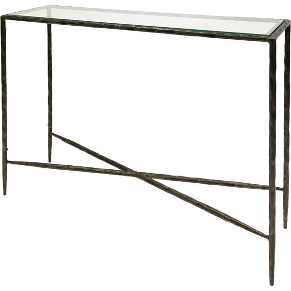 Libra Calm Neutral Collection - Patterdale Glass Top Console Table Dark Bronze