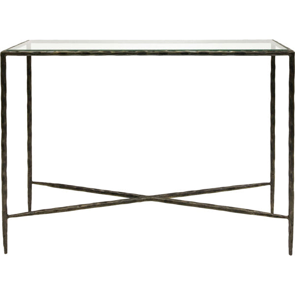 Libra Calm Neutral Collection - Patterdale Glass Top Console Table Dark Bronze