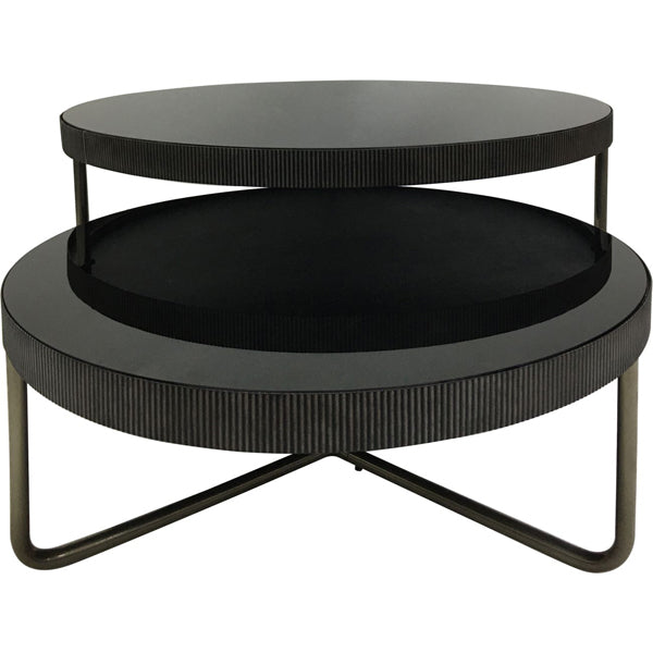 Libra Calm Neutral Collection - Knightsbridge Round Set 0f 2 Coffee Table Black Tinted Glass