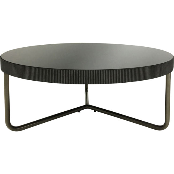 Libra Calm Neutral Collection - Knightsbridge Round Set 0f 2 Coffee Table Black Tinted Glass