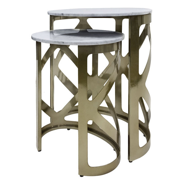 Libra Midnight Mayfair Collection - Set of 2 Metropolitan Side Table Metallic Black Nickel