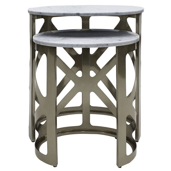 Libra Midnight Mayfair Collection - Set of 2 Metropolitan Side Table Metallic Black Nickel