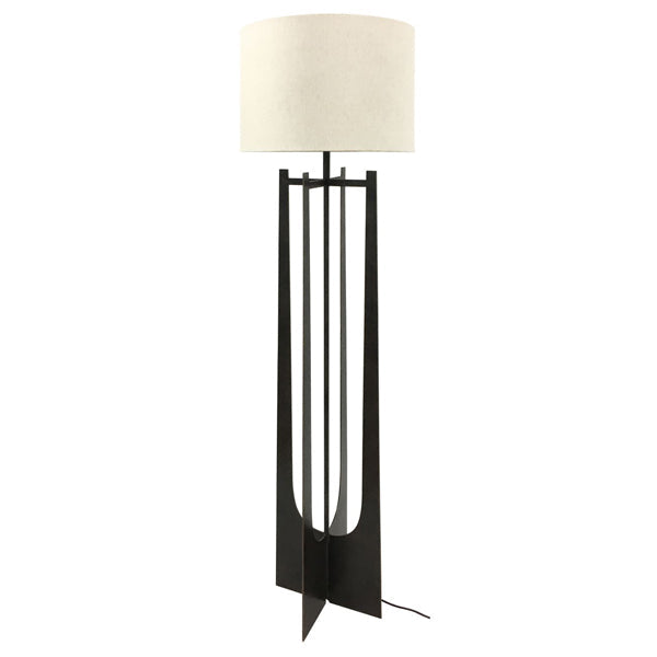 Libra Calm Neutral Collection - Glenthorpe Floor Lamp Shade Hammerd Iron Gilded Oak Finish