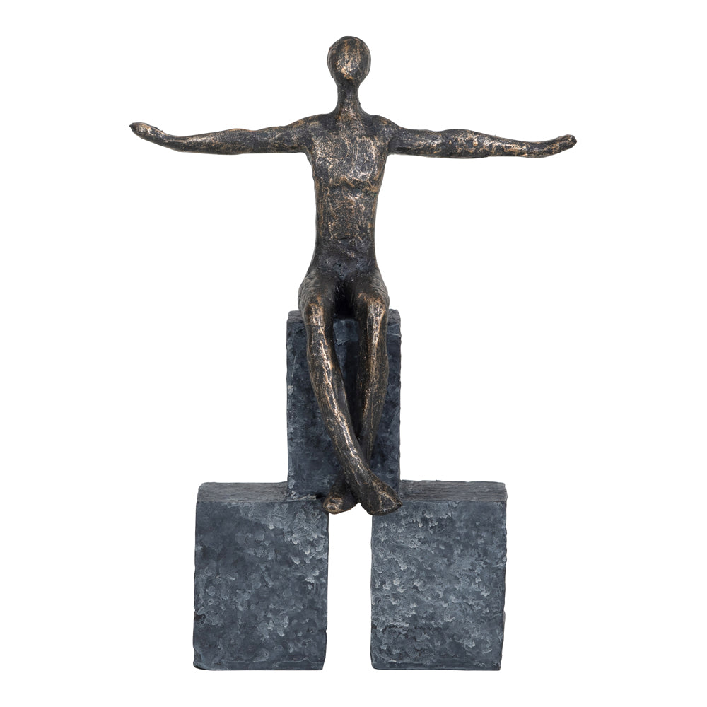 Libra Calm Neutral Collection - Bronze Blocks Sitting Woman Sculpture