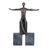 Libra Calm Neutral Collection - Bronze Blocks Sitting Woman Sculpture