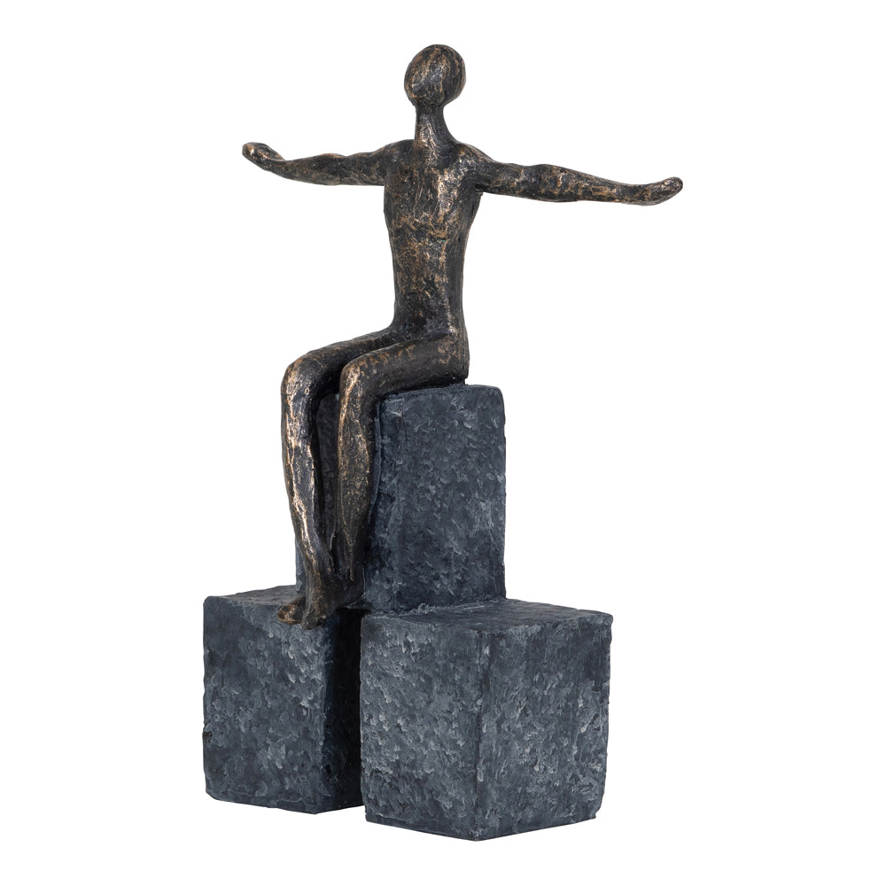 Libra Calm Neutral Collection - Bronze Blocks Sitting Woman Sculpture