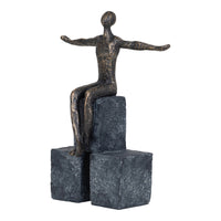 Libra Calm Neutral Collection - Bronze Blocks Sitting Woman Sculpture