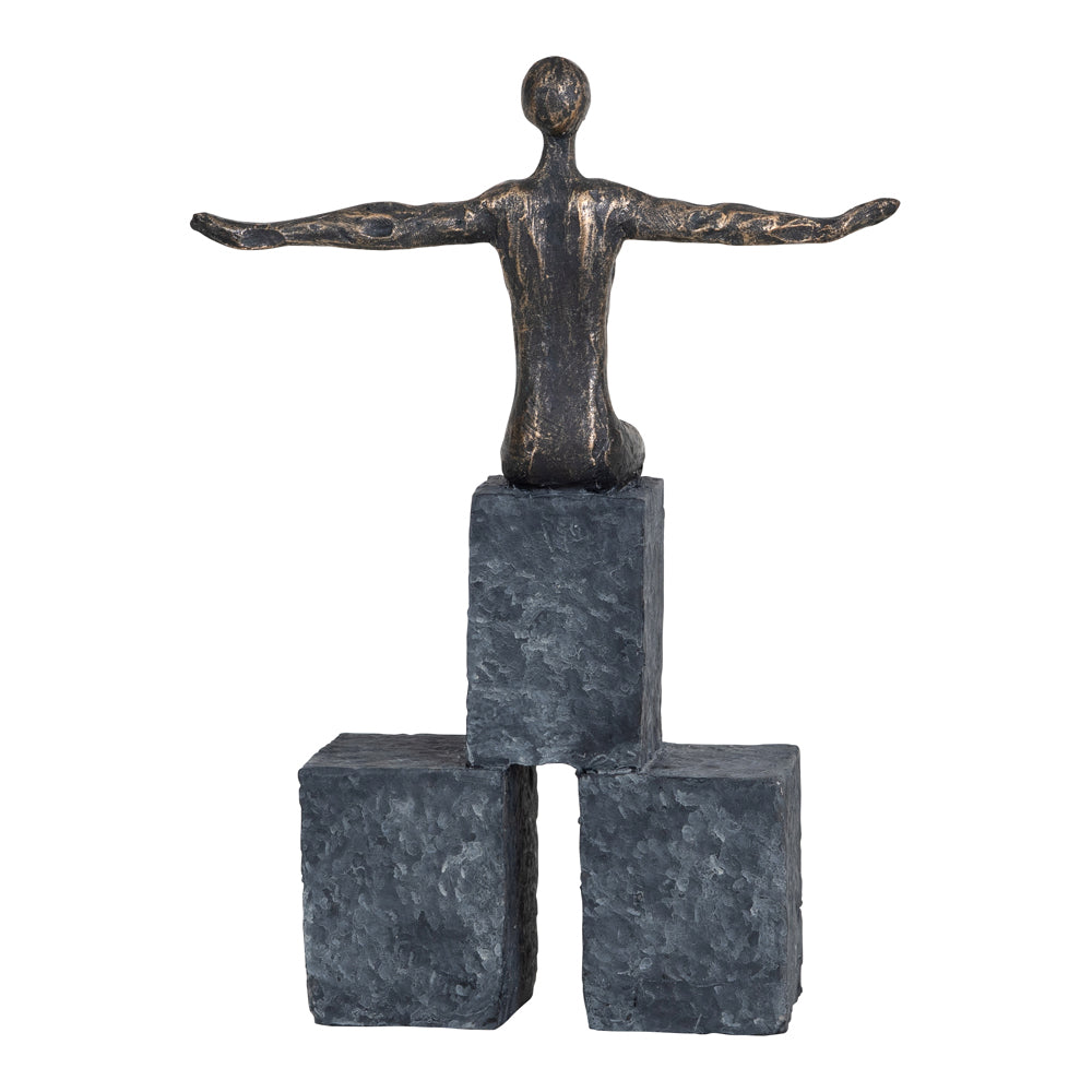 Libra Calm Neutral Collection - Bronze Blocks Sitting Woman Sculpture
