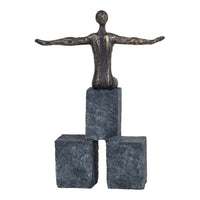 Libra Calm Neutral Collection - Bronze Blocks Sitting Woman Sculpture