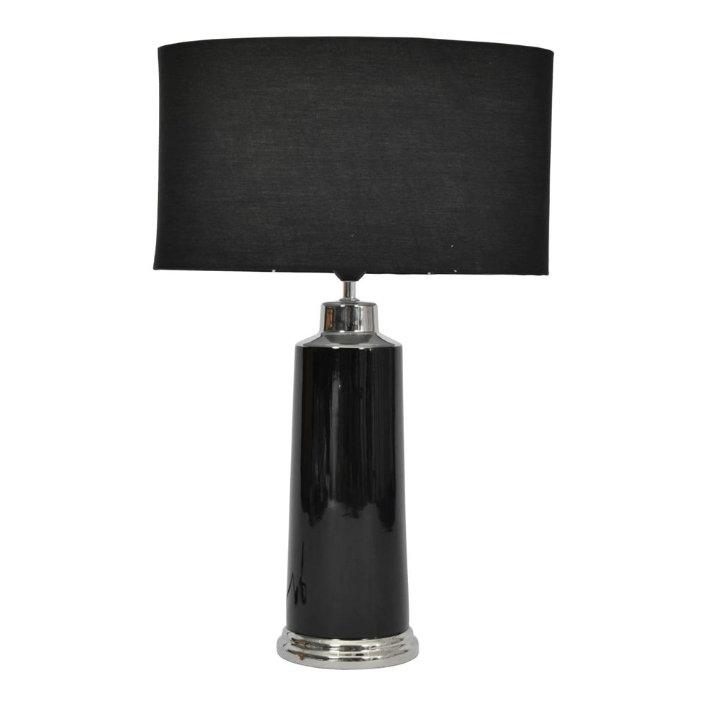 Libra Midnight Mayfair Collection - Rosie Black And Silver Porcelain Table Lamp With Shade