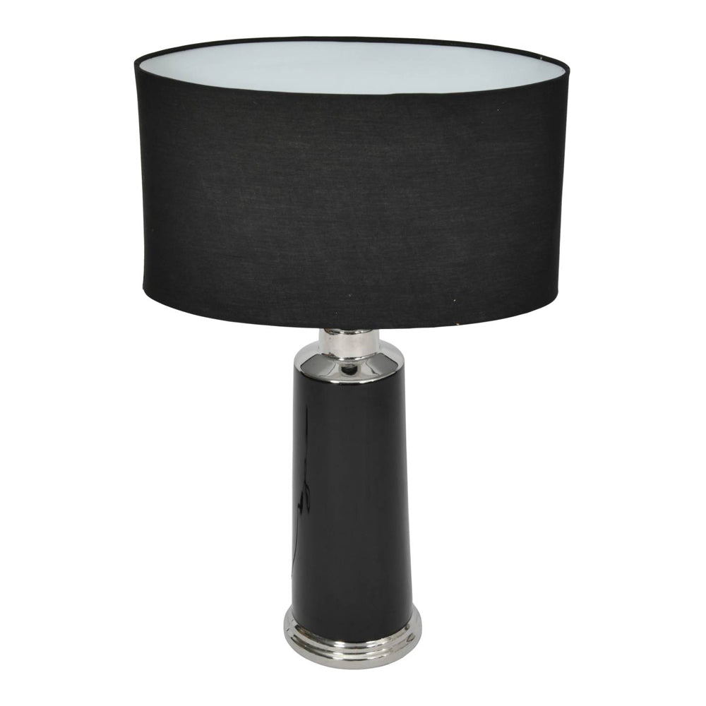 Libra Midnight Mayfair Collection - Rosie Black And Silver Porcelain Table Lamp With Shade