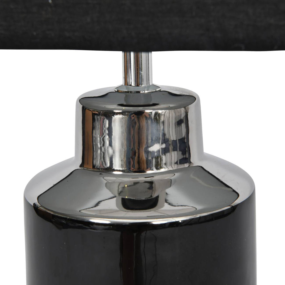 Libra Midnight Mayfair Collection - Rosie Black And Silver Porcelain Table Lamp With Shade