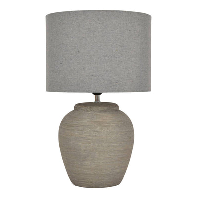 Libra Calm Neutral Collection - Baslow Etched Grey Large Ceramic Table Lamp