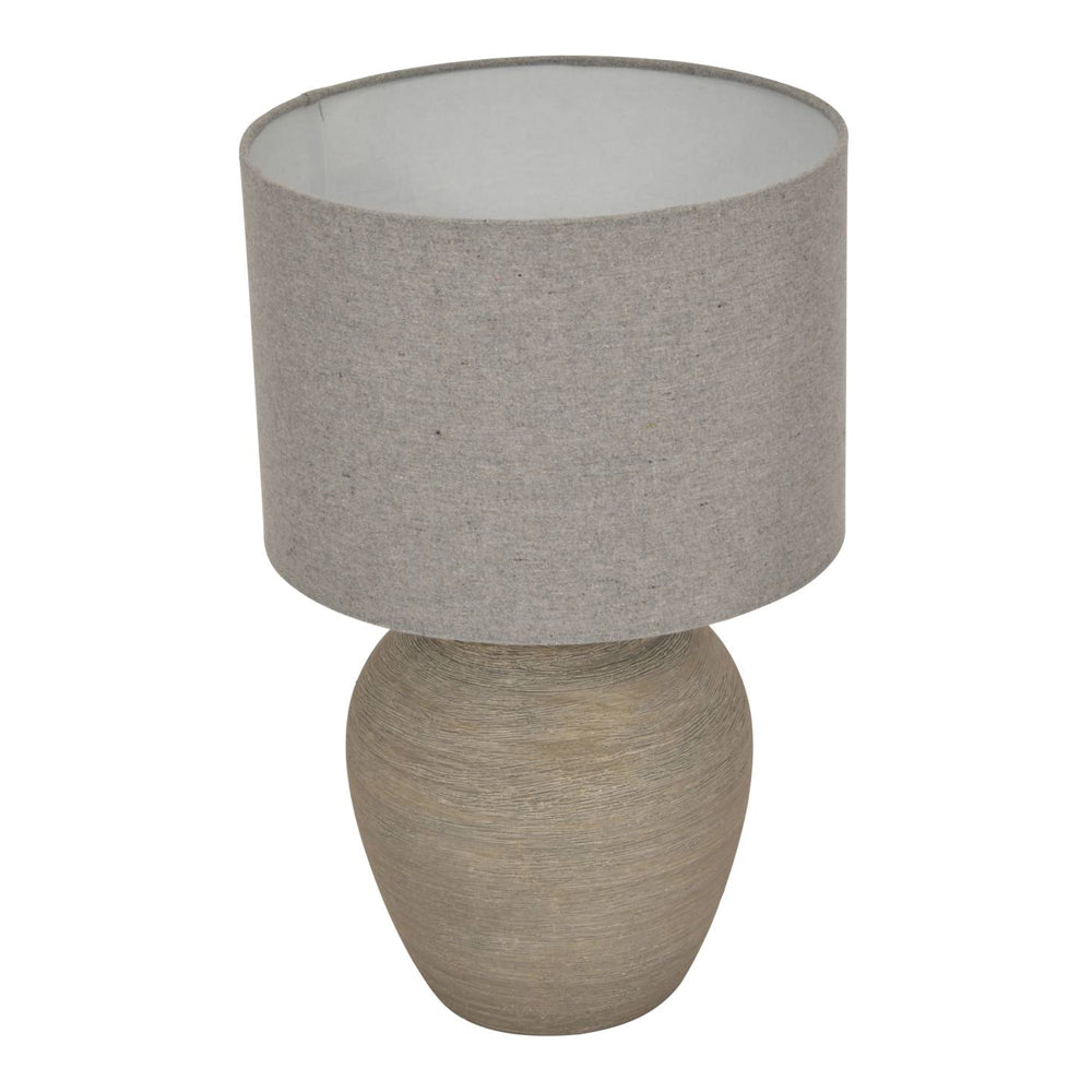 Libra Calm Neutral Collection - Baslow Etched Grey Large Ceramic Table Lamp