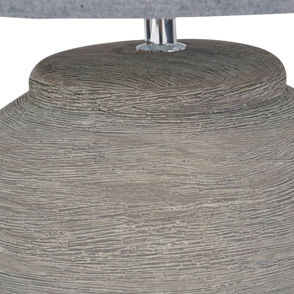 Libra Calm Neutral Collection - Baslow Etched Grey Large Ceramic Table Lamp