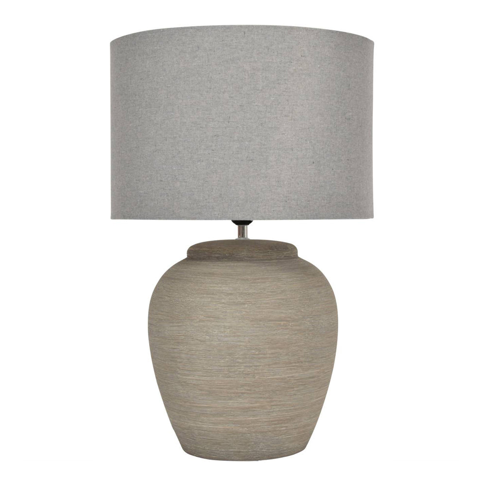 Libra Calm Neutral Collection - Baslow Etched Grey Small Ceramic Table Lamp