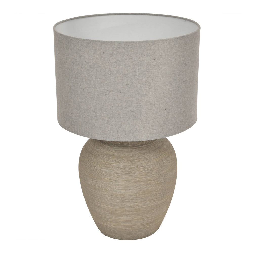 Libra Calm Neutral Collection - Baslow Etched Grey Small Ceramic Table Lamp