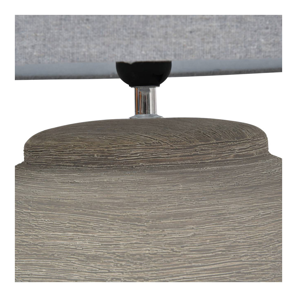 Libra Calm Neutral Collection - Baslow Etched Grey Small Ceramic Table Lamp