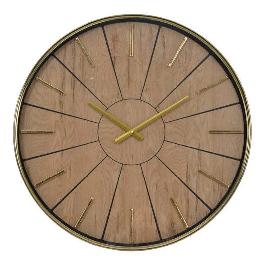 Libra Urban Botanic Collection - Riley 60 cm Gold And Wood Effect Wall Clock