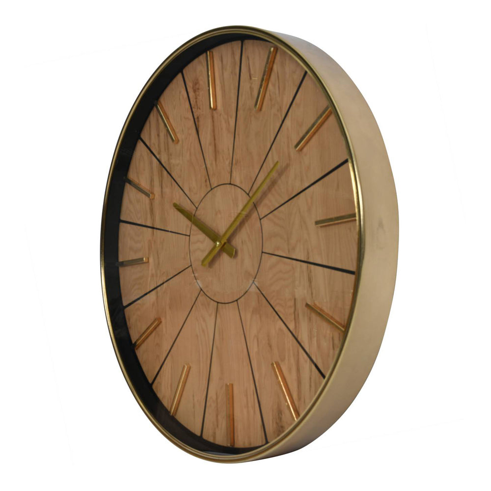 Libra Urban Botanic Collection - Riley 60 cm Gold And Wood Effect Wall Clock