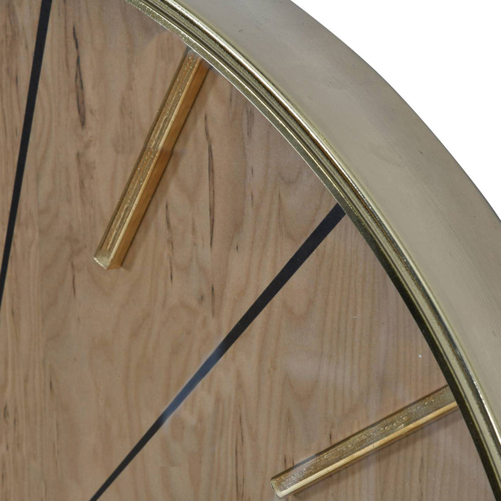 Libra Urban Botanic Collection - Riley 60 cm Gold And Wood Effect Wall Clock