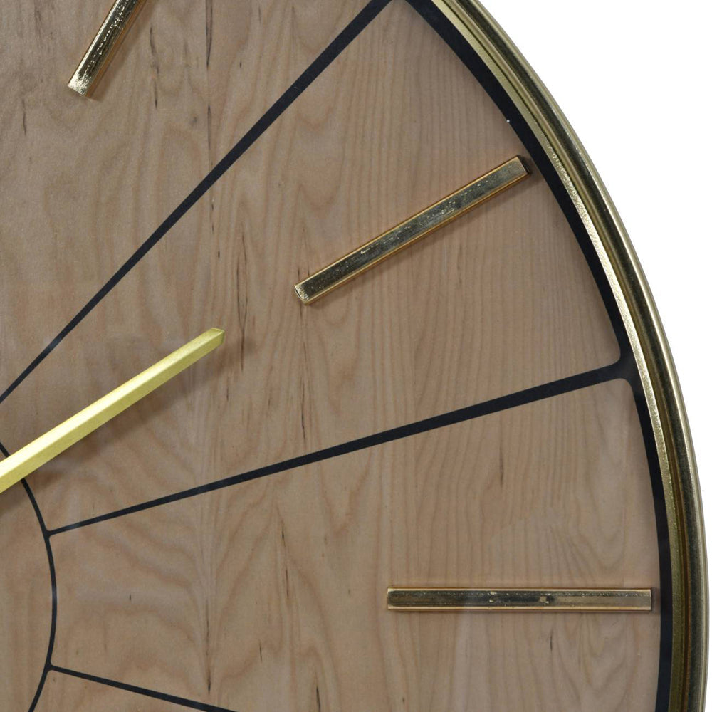 Libra Urban Botanic Collection - Riley 60 cm Gold And Wood Effect Wall Clock