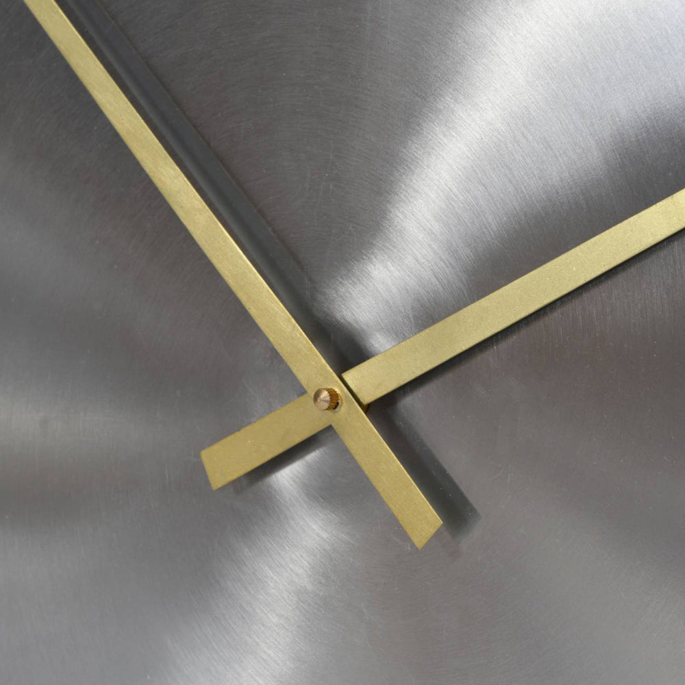 Libra Midnight Mayfair Collection - Lode Brushed Silver 76 cm Wall Clock With Brass Hands