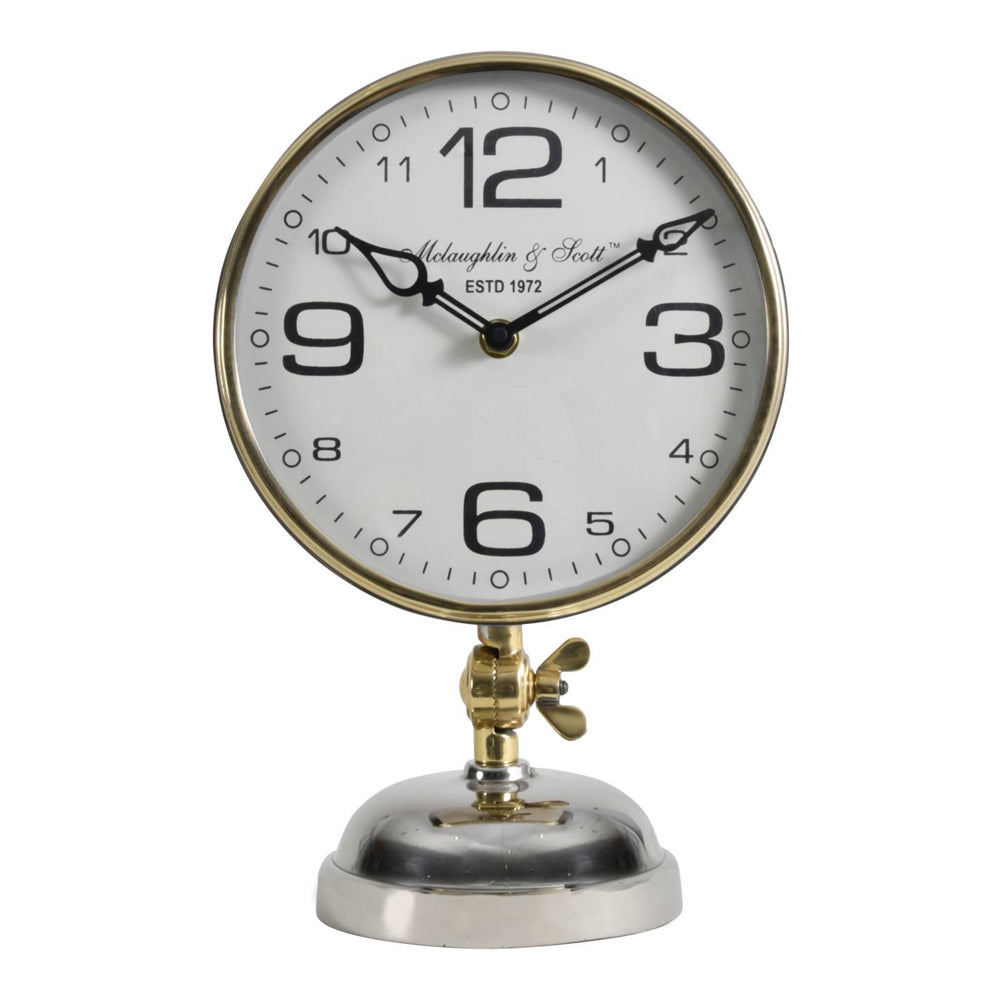 Libra Midnight Mayfair Collection - Risby Gold, Brass And Nickel Mantle Clock