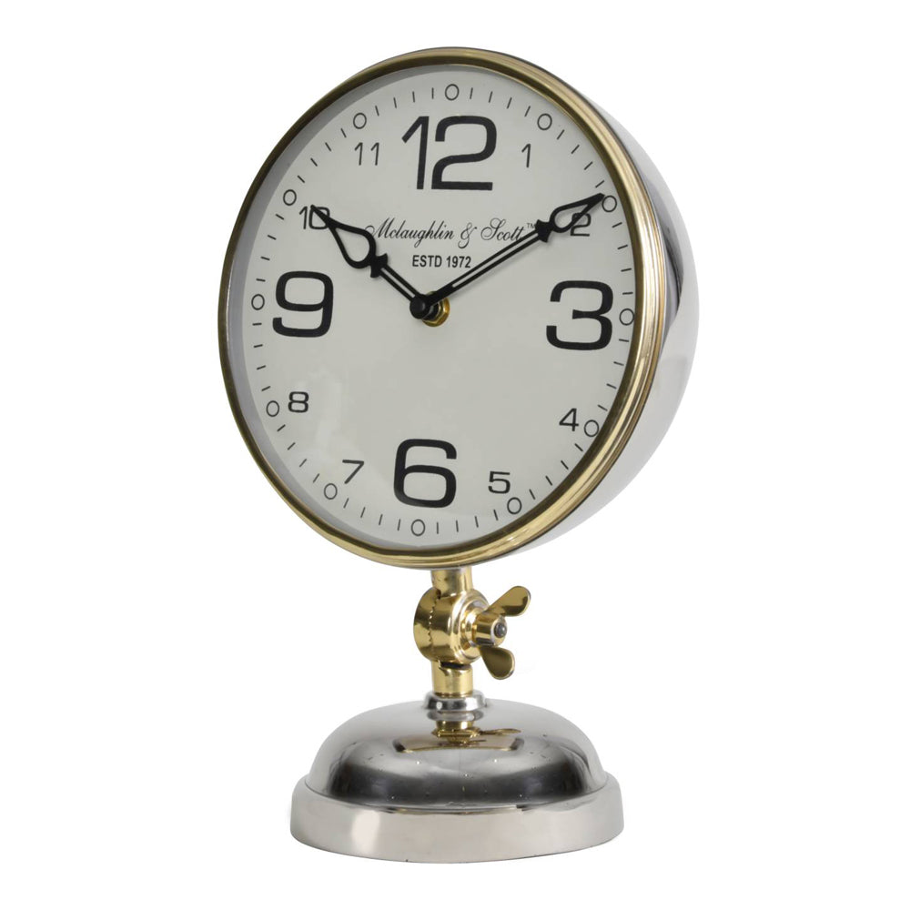 Libra Midnight Mayfair Collection - Risby Gold, Brass And Nickel Mantle Clock