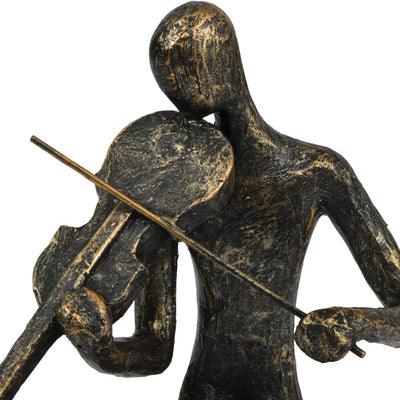 Libra Calm Neutral Collection - Antique Bronze Vanessa Violinist On Block Sculpture