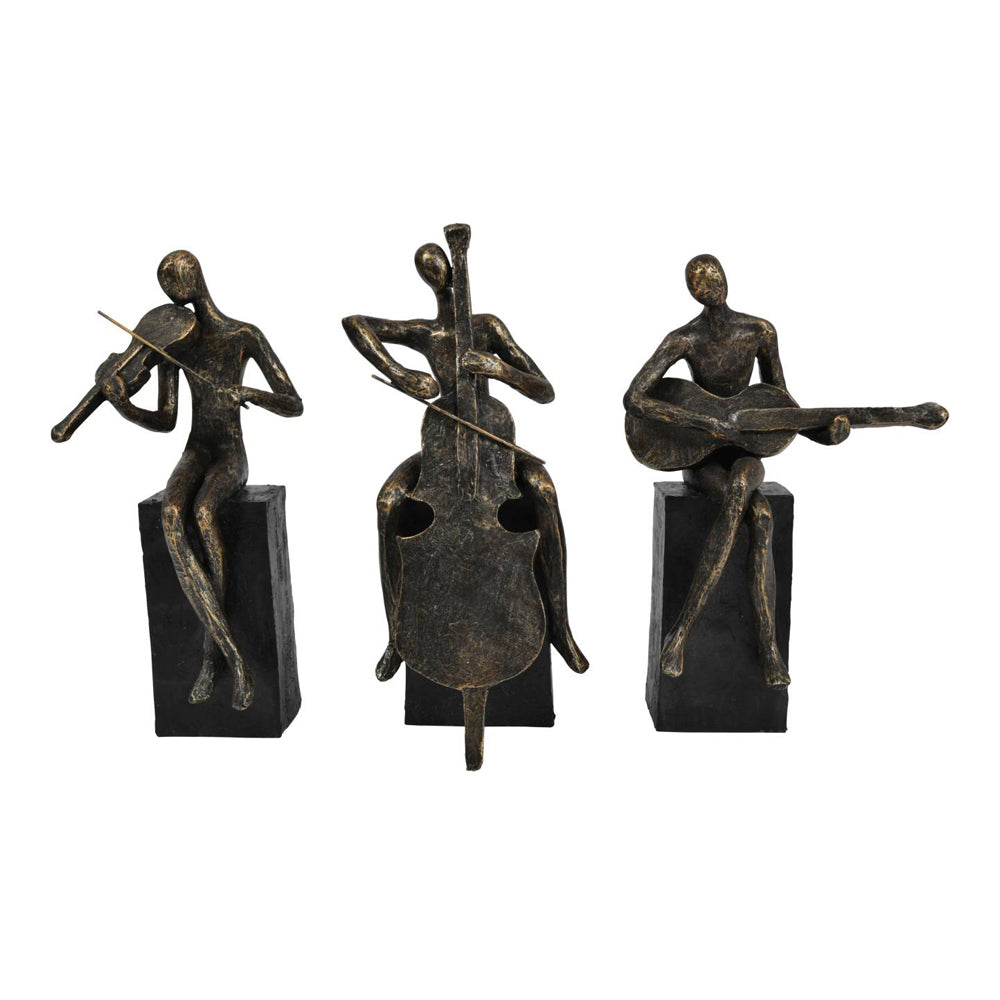 Libra Calm Neutral Collection - Antique Bronze Vanessa Violinist On Block Sculpture