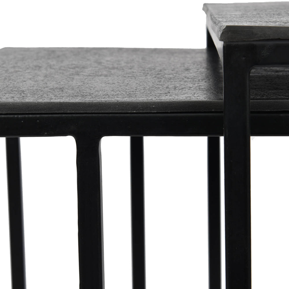 Libra Urban Botanic Collection - Luna Set Of 2 Graphite Textured Aluminium Side Tables