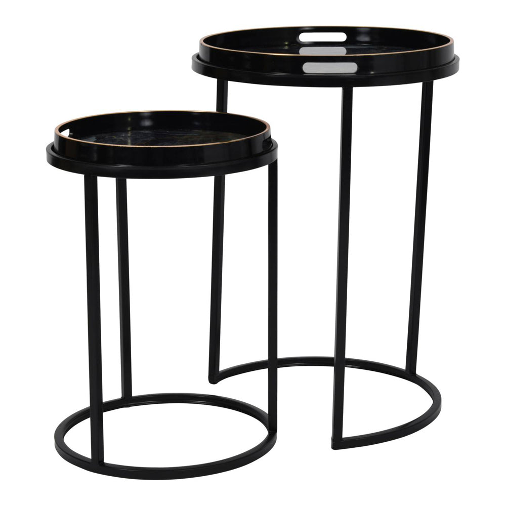 Libra Urban Botanic Collection - Vesuvius Black And Gold Set Of 2 Tables