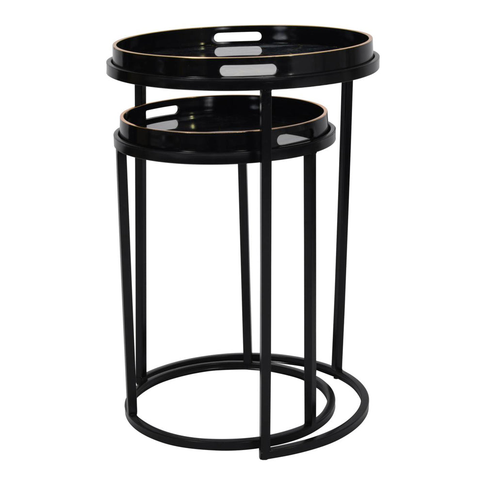 Libra Urban Botanic Collection - Vesuvius Black And Gold Set Of 2 Tables