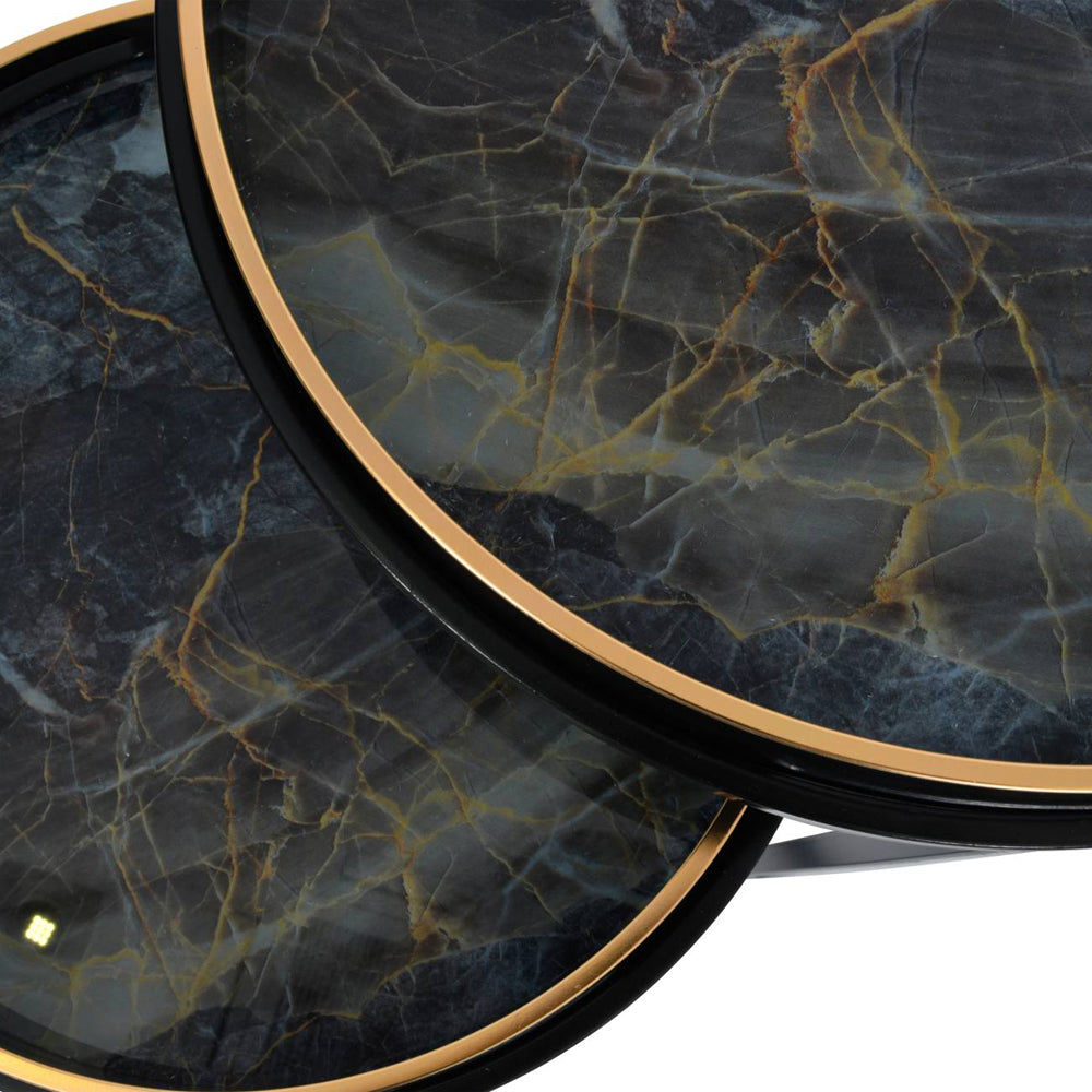 Libra Urban Botanic Collection - Vesuvius Black And Gold Set Of 2 Tables