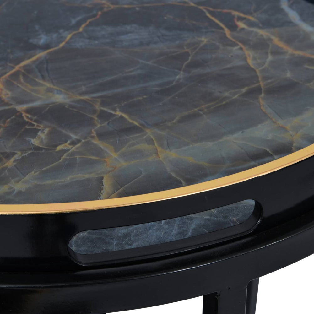 Libra Urban Botanic Collection - Vesuvius Black And Gold Set Of 2 Tables