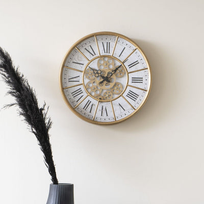 Libra Urban Botanic Collection - Blackwell Gold Skeleton Moving Cog Clock