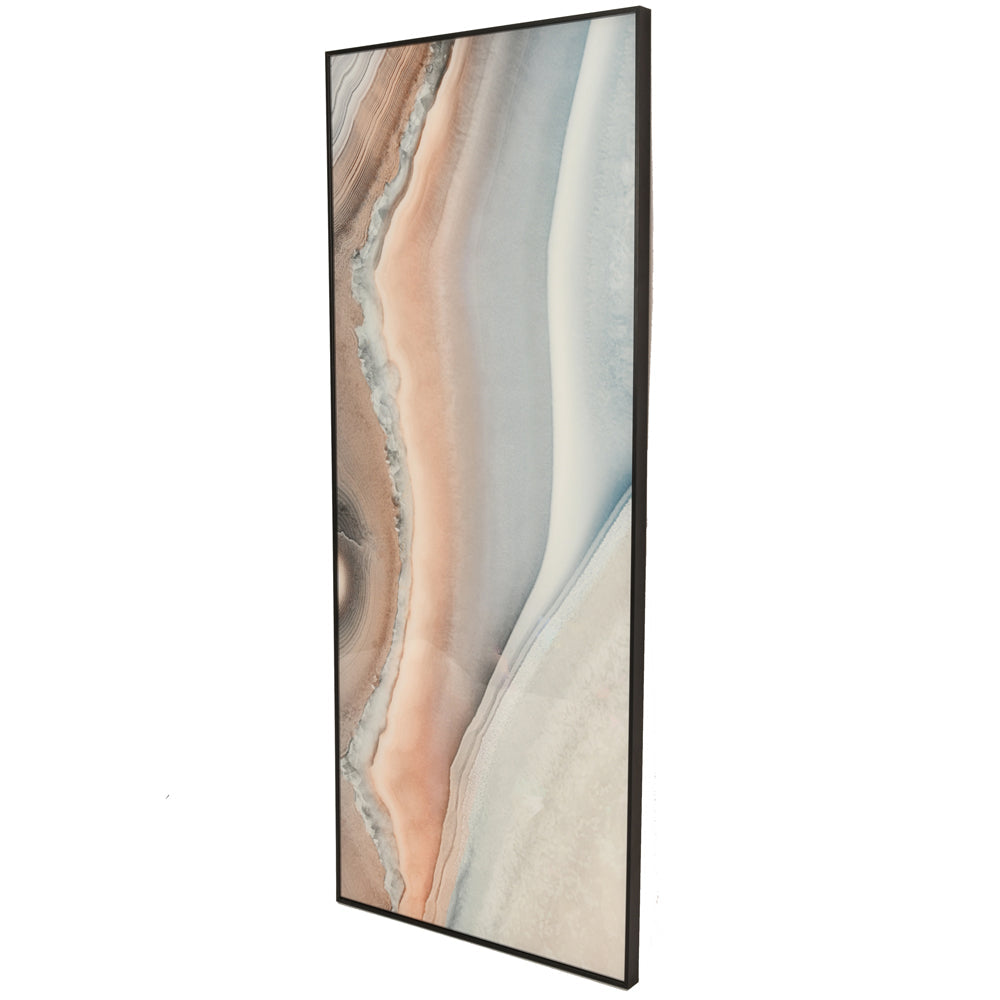 Libra Calm Neutral Collection - Soft Pink And Blue Agate Glass Wall Art - Vertical Hanging - Discontinued