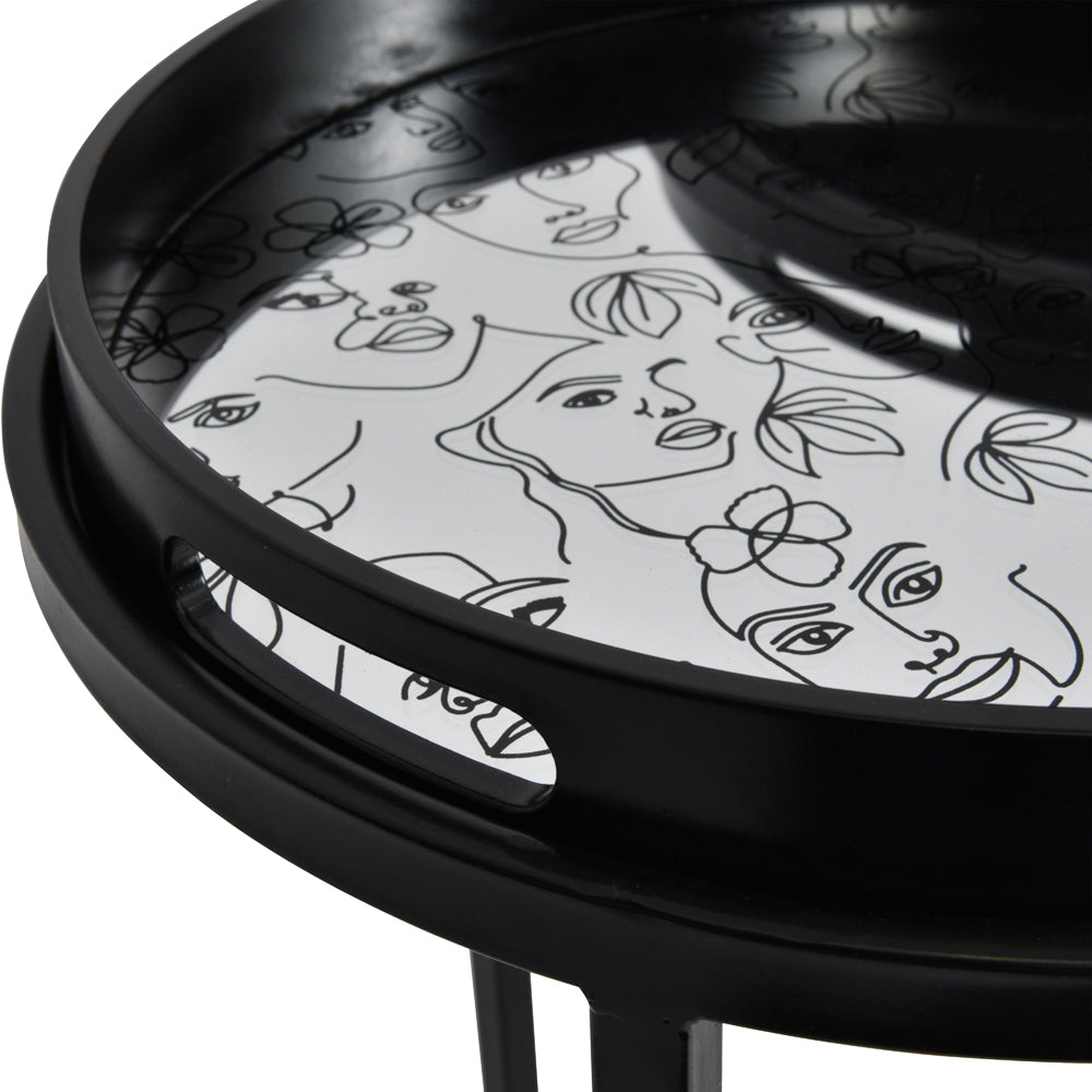 Libra Linework Faces Set Of Two Side Tables