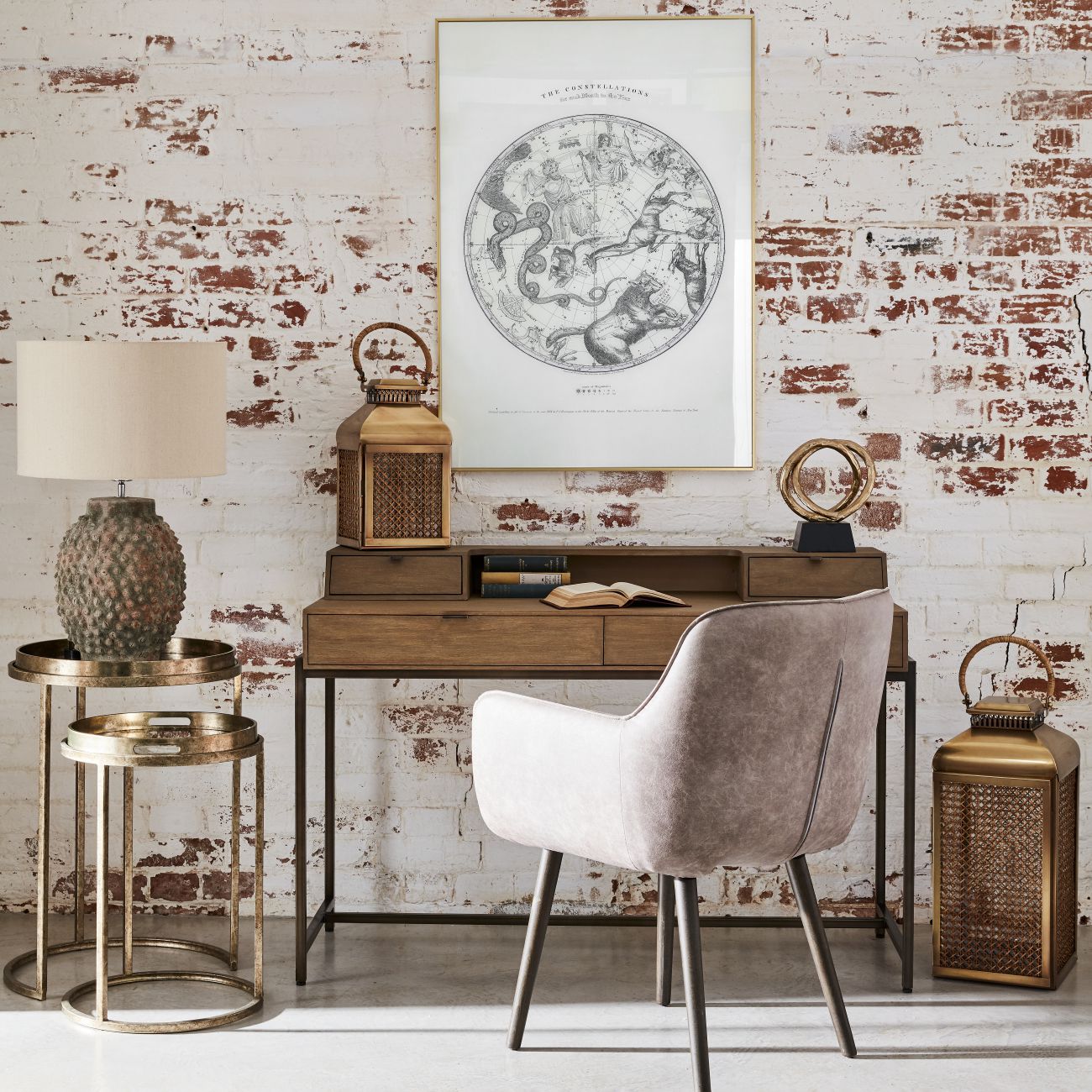 Libra Luxurious Glamour Collection - Constellation Map Set Of Two Side Tables