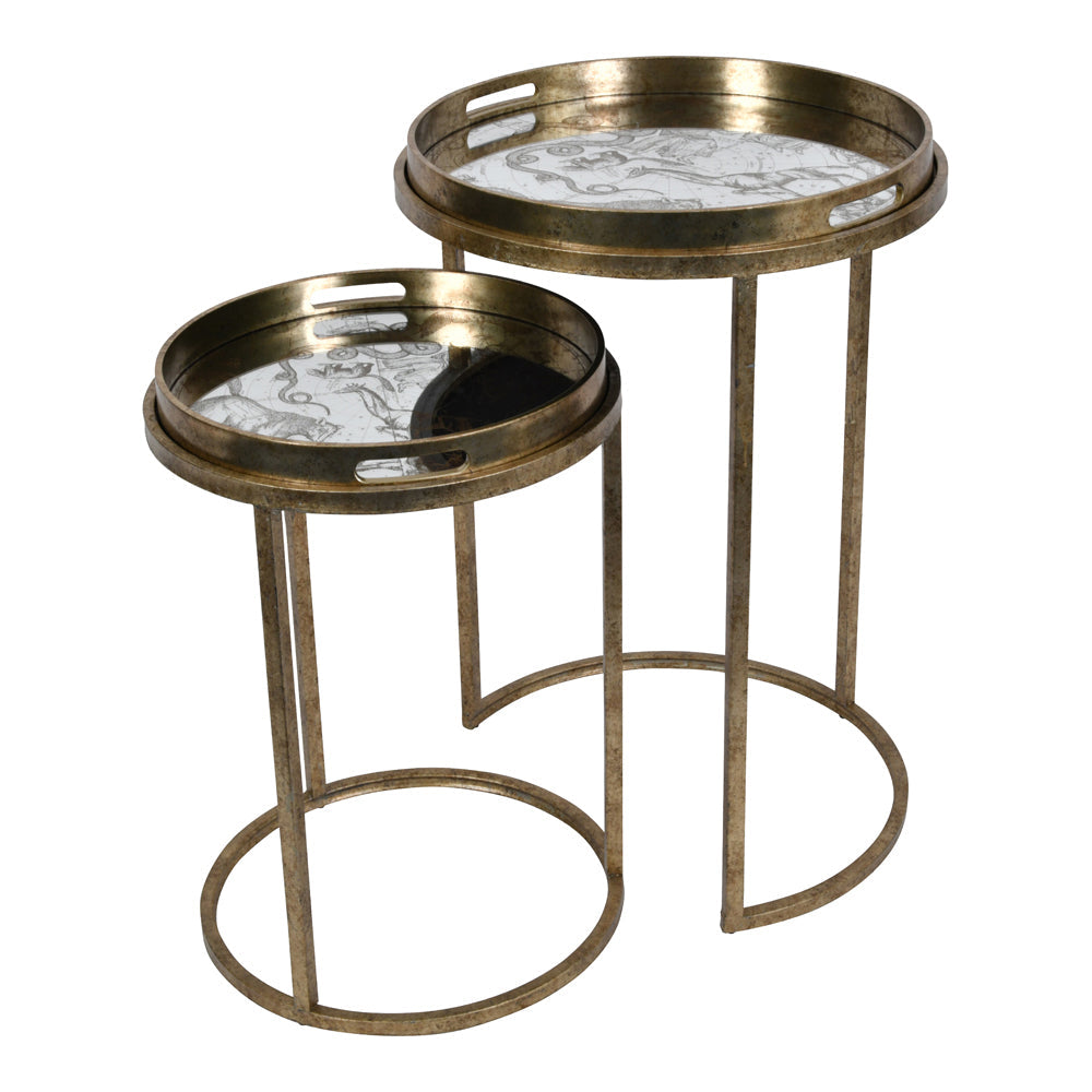 Libra Luxurious Glamour Collection - Constellation Map Set Of Two Side Tables