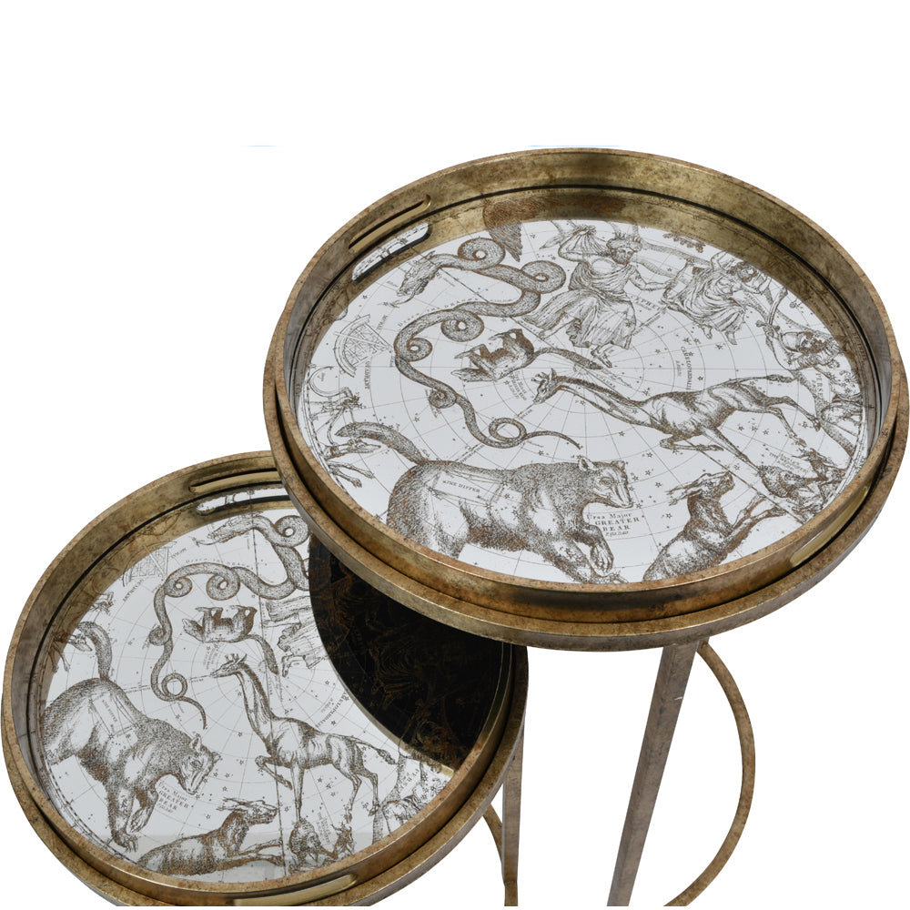 Libra Luxurious Glamour Collection - Constellation Map Set Of Two Side Tables