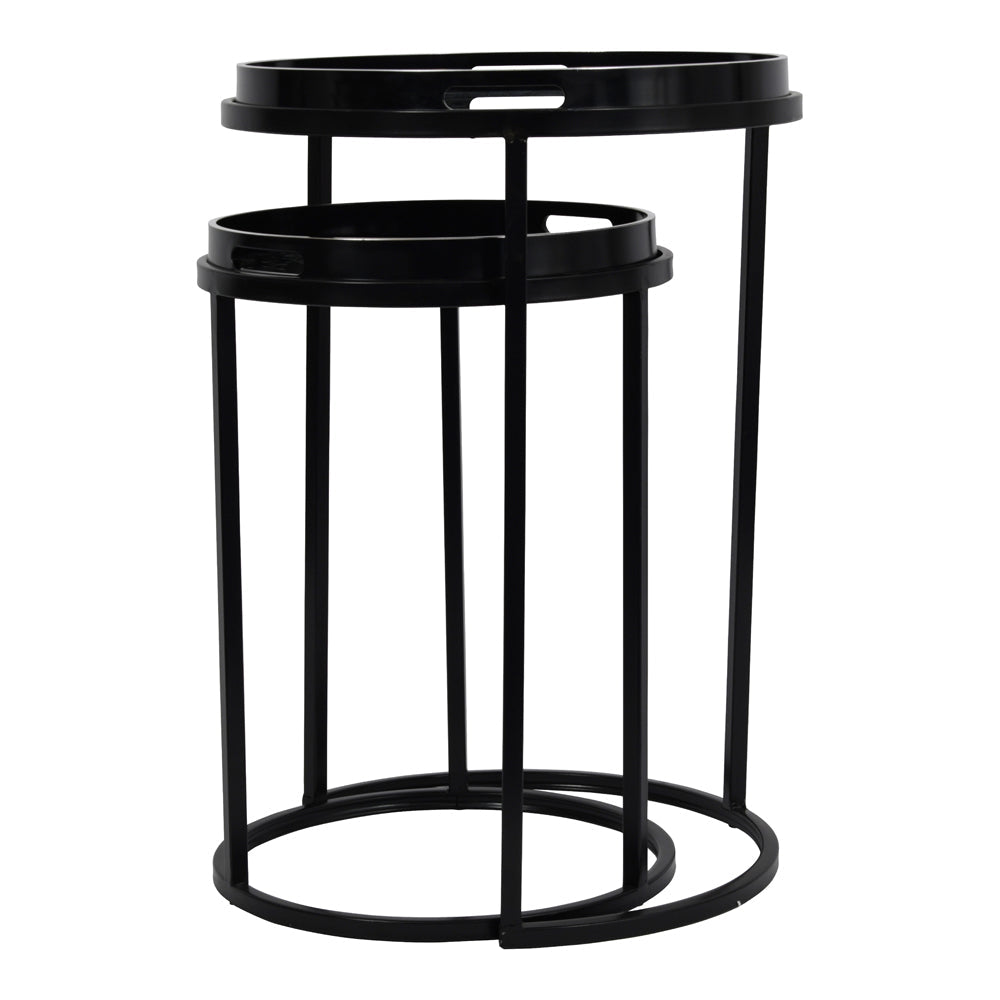 Libra Midnight Mayfair Collection -  Swirl Set Of Two Side Tables in Monochrome