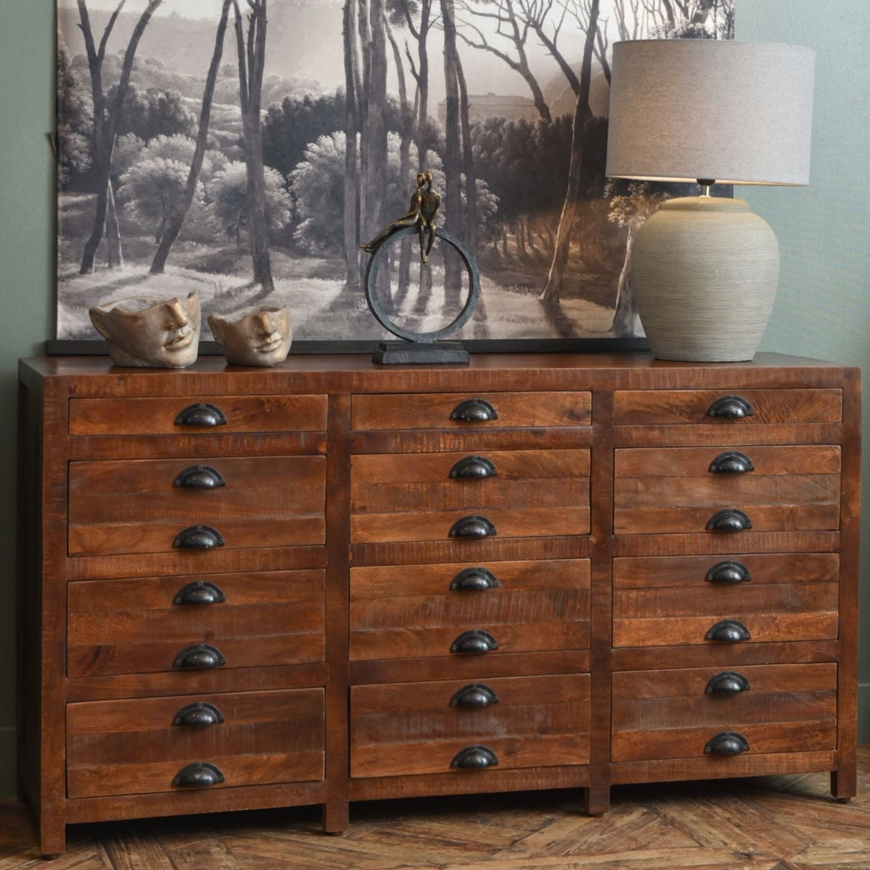 Libra Urban Botanic Collection - Apothecary Style Chest of Drawers in Brown