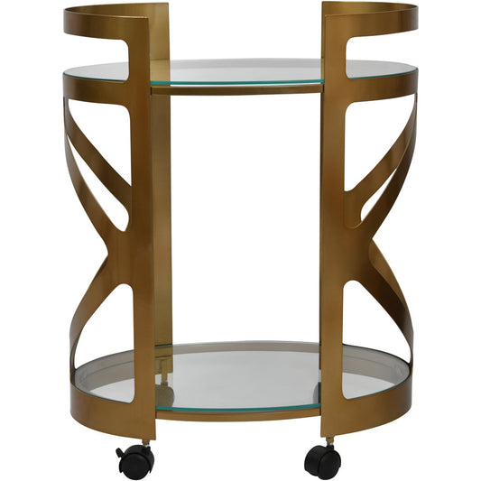 Libra Luxurious Glamour Collection - Metropolitan Drinks Trolley Satin Bronze Finish With Glass Shelves