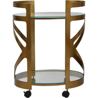 Libra Luxurious Glamour Collection - Metropolitan Drinks Trolley Satin Bronze Finish With Glass Shelves