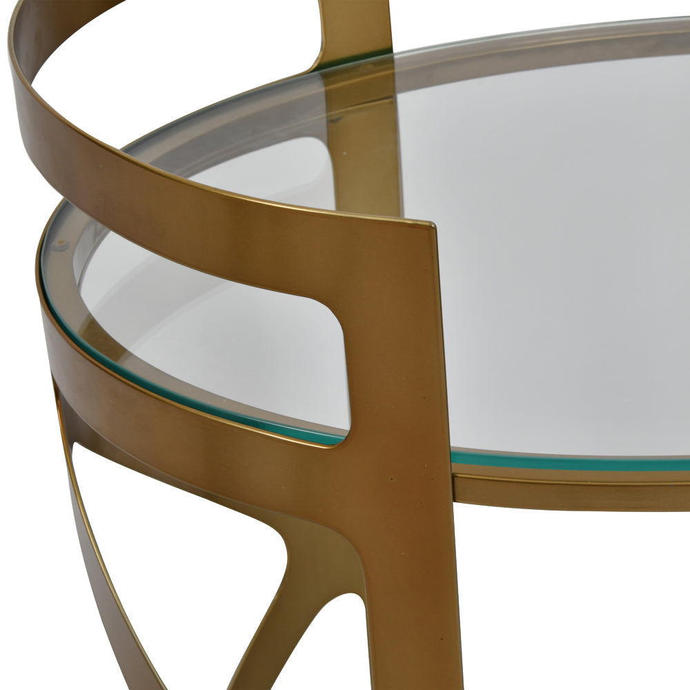 Libra Luxurious Glamour Collection - Metropolitan Drinks Trolley Satin Bronze Finish With Glass Shelves